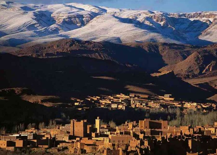 Snow capped Middle Atlas Mountains during your Fez desert tour to Marrakech via Merzouga