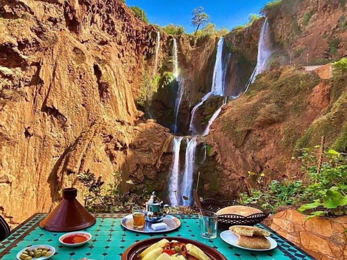 Café with a view of Ouzoud Waterfalls in Morocco