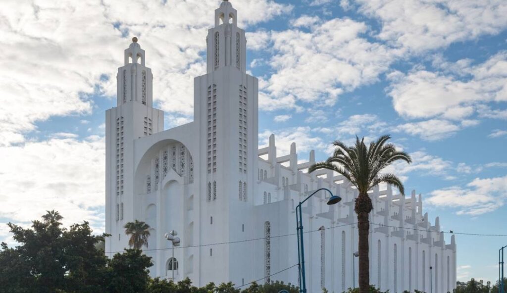 Exterior view of the Casablanca Cathedral in Morocco