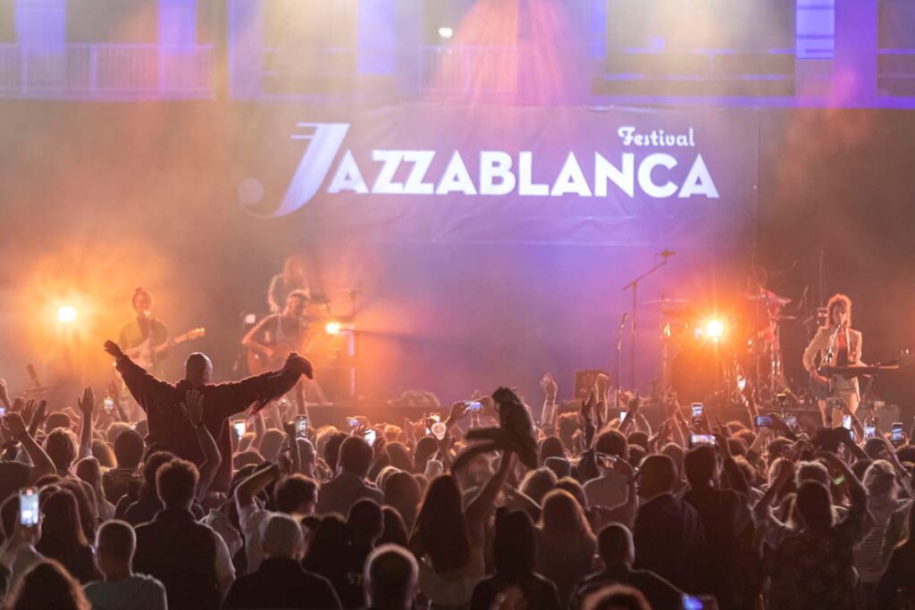Crowd enjoying live music at the Jazzablanca Festival in Casablanca, Morocco